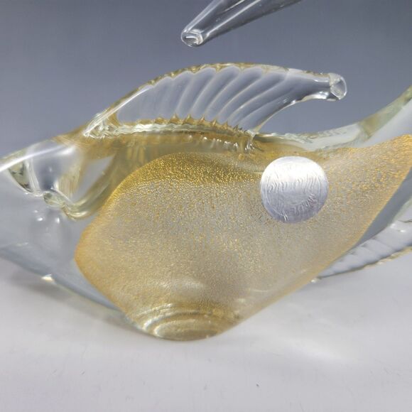 Murano Glass Swordfish Figurine Marlin Fish Paperweight Gold Fleck w Label Italy - Picture 5 of 12
